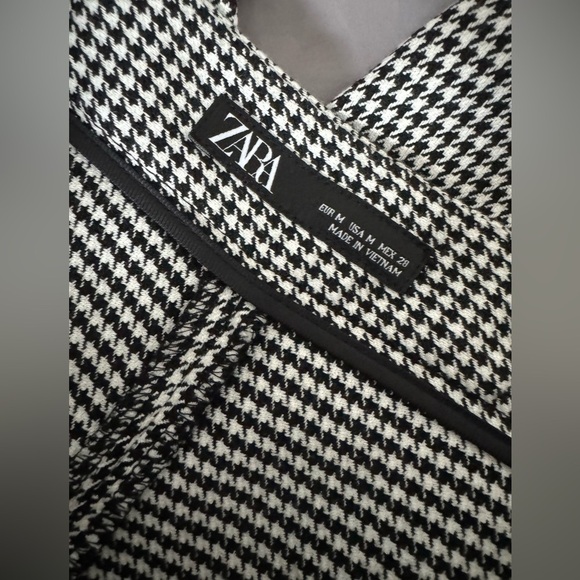 *Bloggers Favorite* Zara Houndstooth Mid Rise Front Split Trousers Sz M - Picture 13 of 14